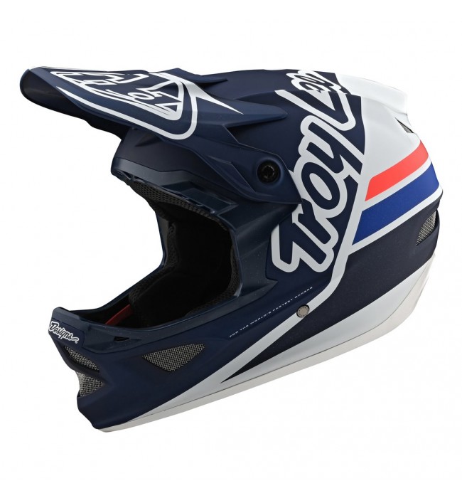 Troy Lee Designs D3 Fiberlite Full Face Helmet Silhouette Navy/White